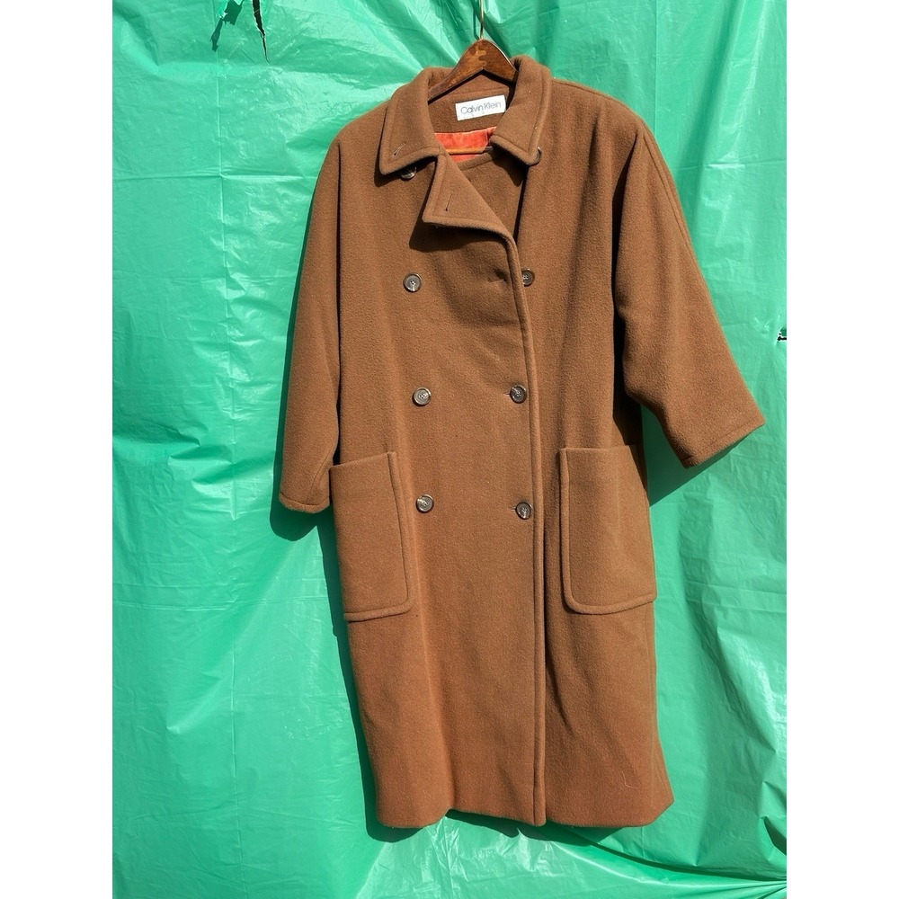 Calvin Klein Wool Blend Coat Brown Saks‎ Fifth Avenue Women's Size 4